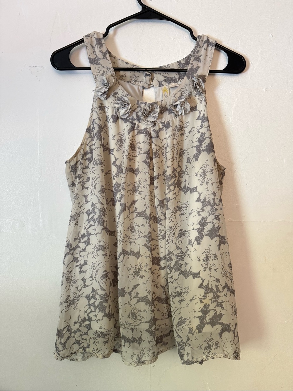Adiva Cream Tank with Gray Floral Print